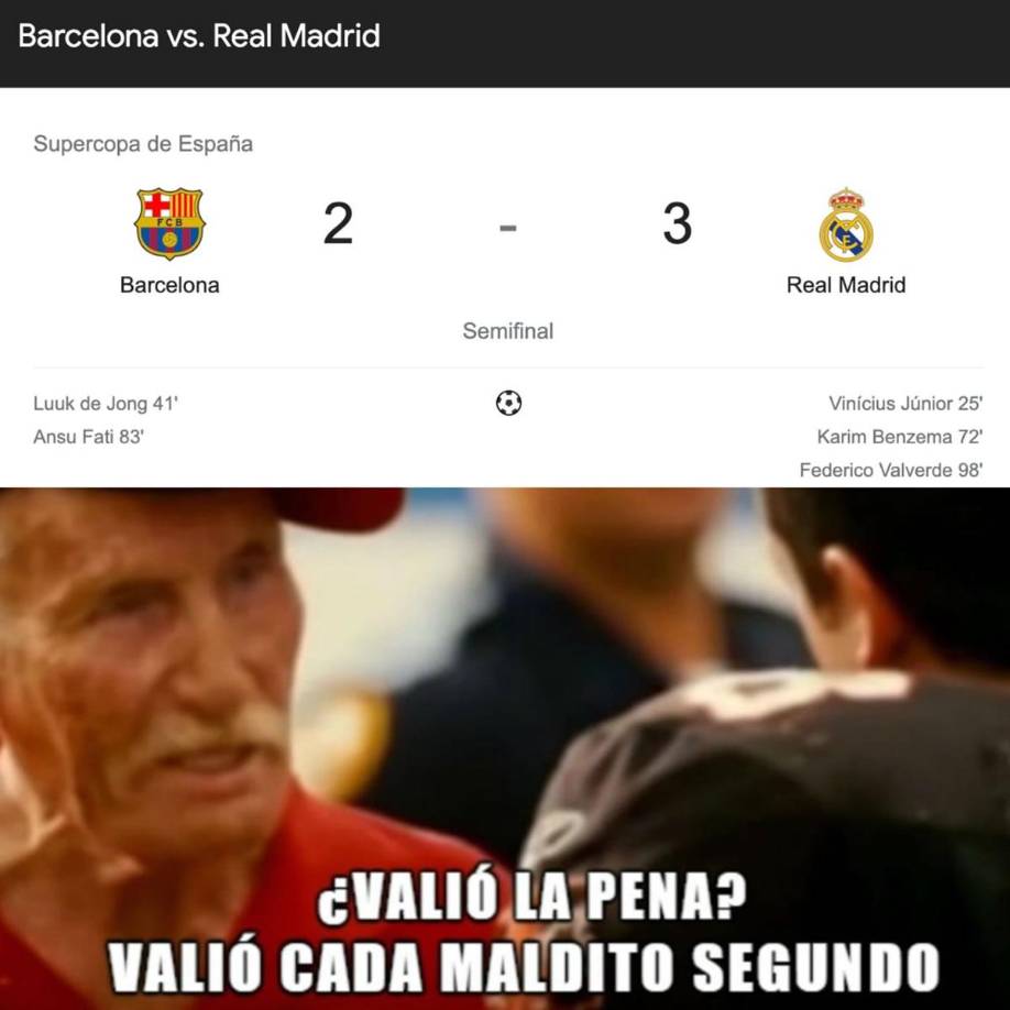 Los memes se burlan del Barcelona tras perder ante Real Madrid en Supercopa de España