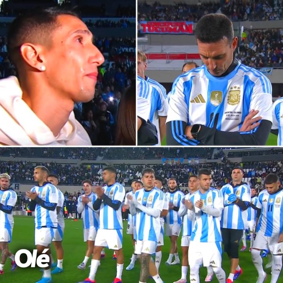 Tras triunfar en la Copa América de este año en Estados Unidos, Di María, de 36 años, puso punto final a un recorrido que, si bien culminó con múltiples éxitos, también tuvo momentos difíciles. En pleno homenaje a Di María, salieron todos los jugadores y el cuerpo técnico con la 11 de la Selección