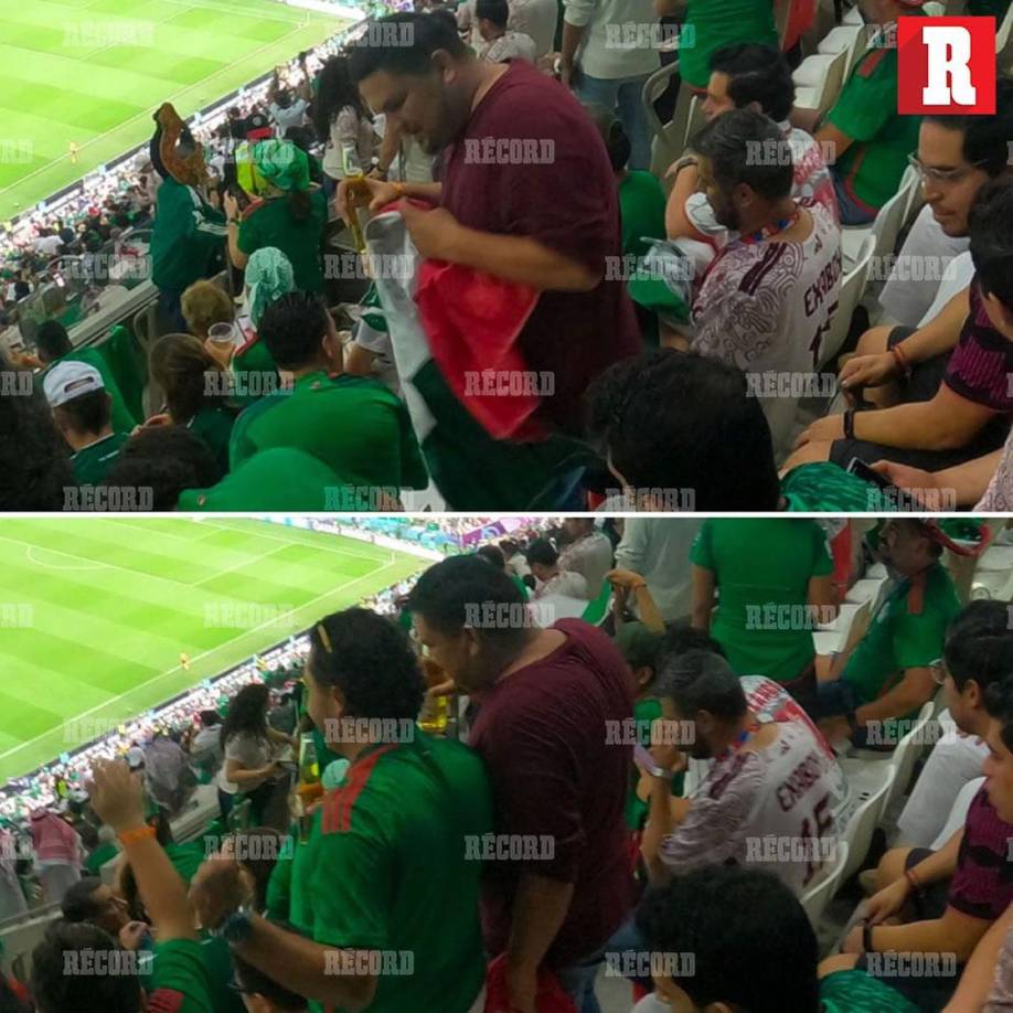 La imagen de los aficionados con botellas de cervezas en el estadio Lusail de Doha, algo que está prohibido.