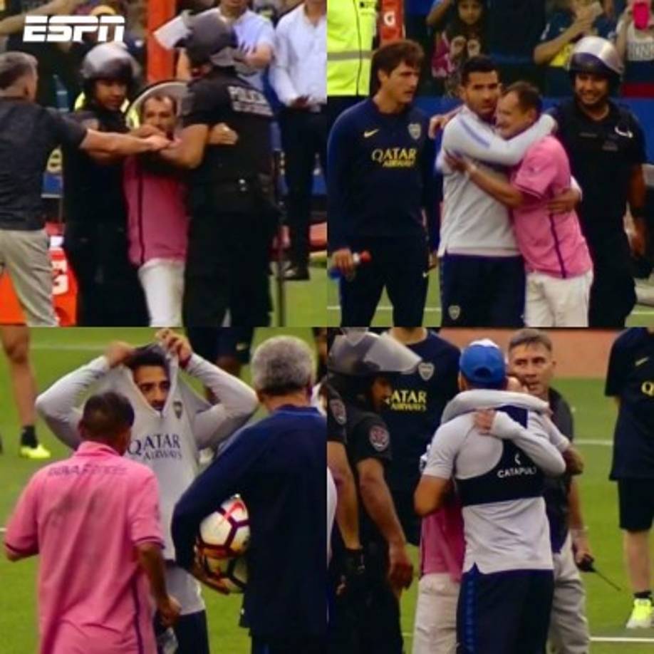Carlos Tévez, que estaba en un rondo, desatendió el entrenamiento y se acercó hacia el fan, que seguía luchando con los oficiales para acercarse a los jugadores. Entonces se levantó del césped y abrazó al 'Apache'. La ovación en el estadio fue ensordecedora.