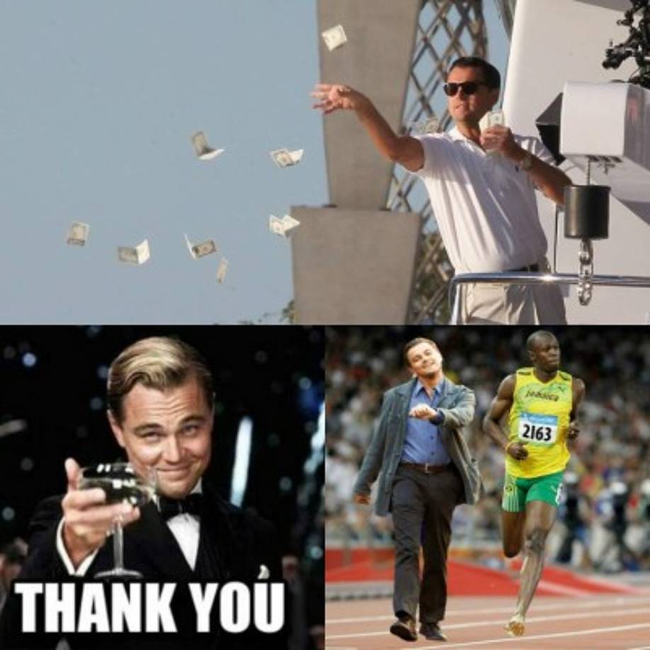 Leo DiCaprio ha sido durante mucho tiempo una máquina de memes: como la clásica serie de fotos donde se le ve caminado graciosamente en el set de 'Inception', o él brindado en 'Great Gatsby', además de la icónica escena donde aparece aventando billetes por un balcón en 'The Wolf of Wall Street'.