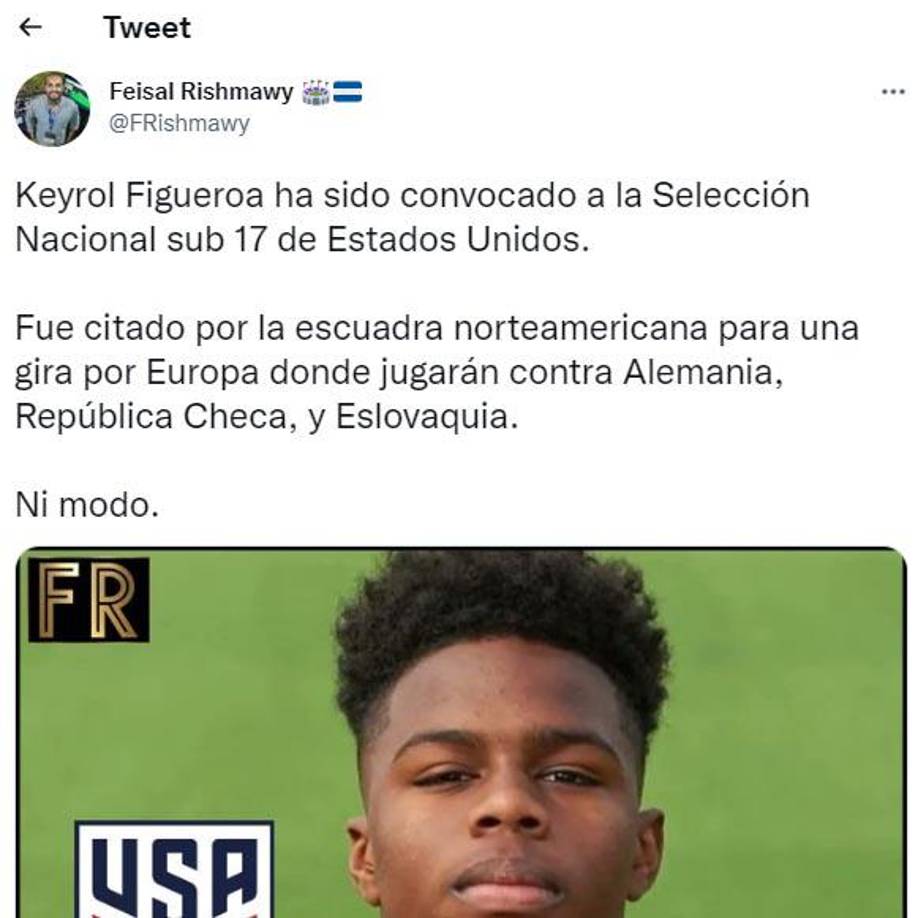 Diversos periodistas hondureños lamentaron el hecho que Keyrol Figueroa fue convocado por Estados Unidos y no Honduras.