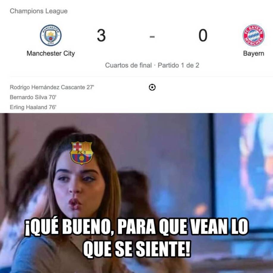 Barça protagonista de memes tras la goleada del City al Bayern
