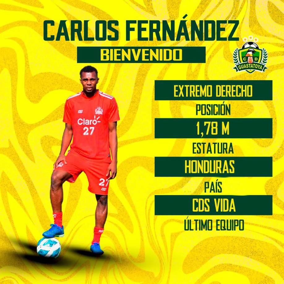 Carlos ‘Muma‘ Fernández se convirtió en nuevo legionario después de su salida del Vida. El extremo derecho hondureño fue fichado por el Club Deportivo Guastatoya de la Primera División de Guatemala para el Torneo Clausura 2023.