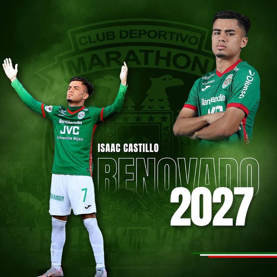 Marathón confirmó la renovación del contrato del volante mixto Isaac Castillo, quien firmó por tres años -hasta el 2027- su nuevo vínculo con los verdolagas.
