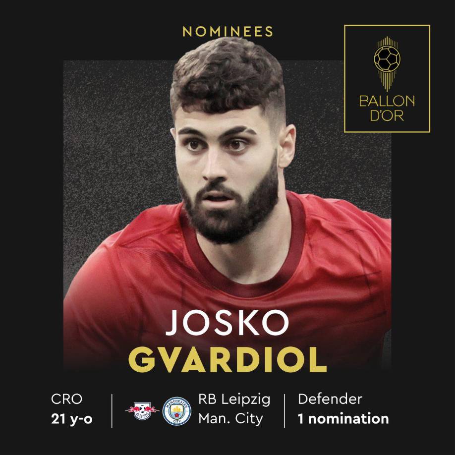Josko Gvardiol (RB Leipzig/Manchester City) - El defensa croata también ha sido nominado por primera vez al Balón de Oro.