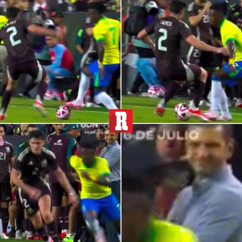 ¡OLE! Vinicius Jr frotó la lámpara y mostró su magia con este tremendo caño al mexicano Israel Reyes, provocando la reacción de Jaime Lozano.