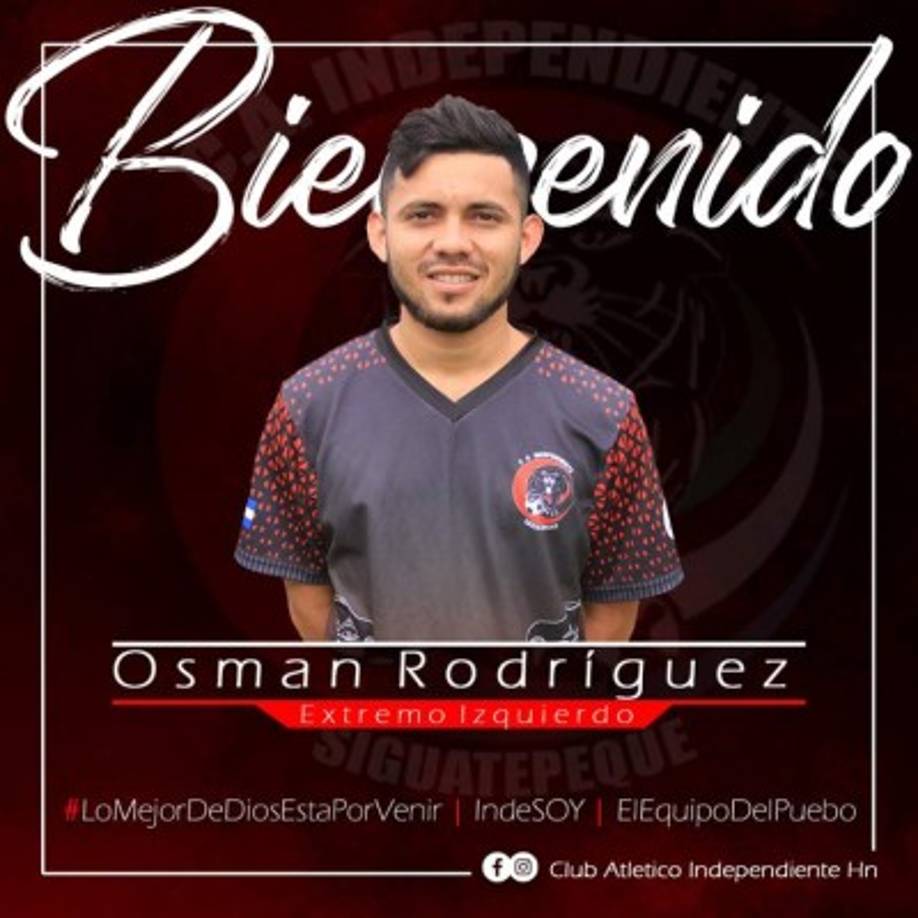 Osman Rodríguez: Extremo izquierdo que ha sido fichado por el Atlético Independiente de la Liga de Ascenso, llega procedente del Brasilia.<br/>