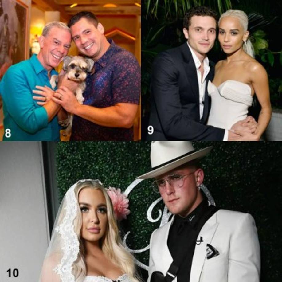Las celebridades como Elvis Duran, Zoe Kravitz y Tana Mongeau completan la lista con sus respectivos enlaces.<br/><br/>El presentador de radio estadounidense Elvis Duran y su joven esposo Alex Carr se casaron en el Día de los Muertos en Santa Fe, Nuevo México.<br/><br/><br/>Mientras que los actores Zoe Kravitz y Karl Glusman ataron lazos en una ceremonia en Francia, de la cual todavía no hay fotos.<br/><br/>Y las estrellas de YouTube Tana Mongeau, ex novia de Bella Thorne, y Jake Paul se casaron a mediados de 2019.<br/><br/>MIRA: <a href='https://www.laprensa.hn/fotogalerias/farandula/1341812-410/dulce-mar%C3%ADa-publica-fotos-ineditas-boda-paco-alvarez' style='color:red;text-decoration:underline' target='_blank'>Dulce María publica fotos inéditas de su boda con Paco Álvarez</a>