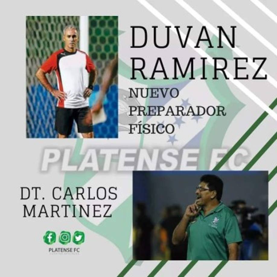 Carlos Martínez ha sido oficializado como entrenador del Platense en medio de la polémica en la que se ha visto envuelto ya que la semana pasada los Potros de Olancho, equipo de la Liga de Ascenso, también lo presentaron como su nuevo adiestrador. Además, Duvan Ramírez es el nuevo preparador físico.