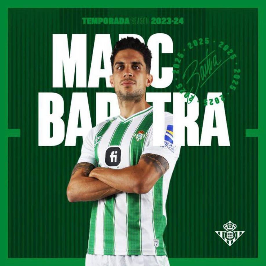 El Real Betis y Marc Bartra no desean separarse y el club confirmó la renovación del defensor por una temporada más.