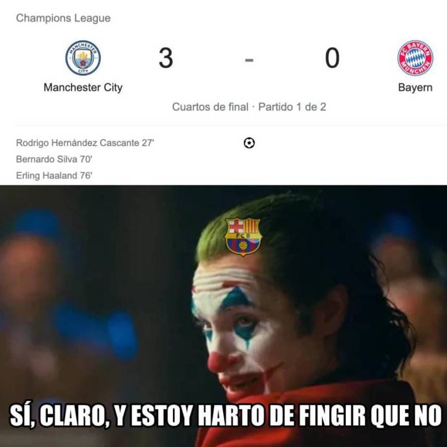 Barça protagonista de memes tras la goleada del City al Bayern