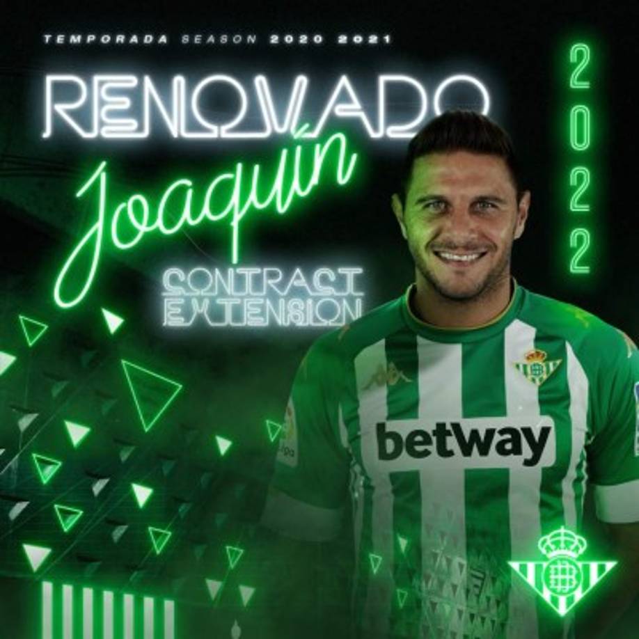 Joaquín: A sus 39 años de edad, ha prorrogado su vinculación con el Betis por una temporada más, así que permanecerá en la entidad verdiblanca al menos hasta el 30 de junio de 2022. Foto Betis Facebook.