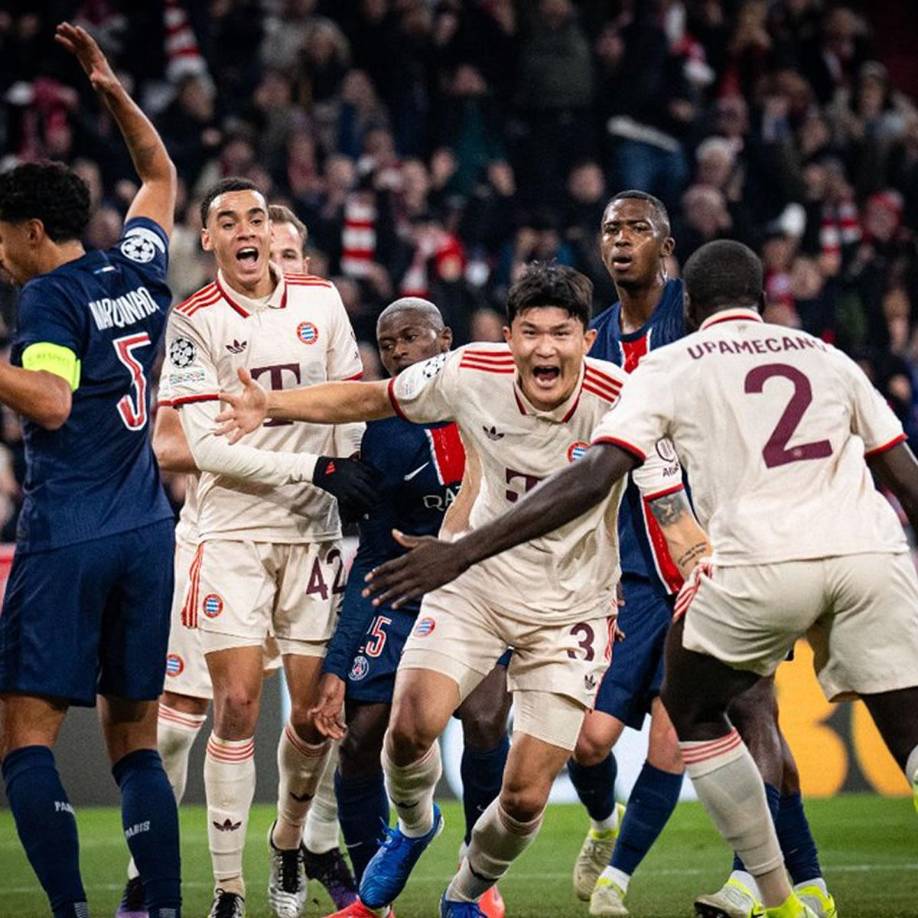 La alegría del surcoreano Kim Min-jae tras marcar su gol para el triunfo del Bayern Múnich ante el PSG.