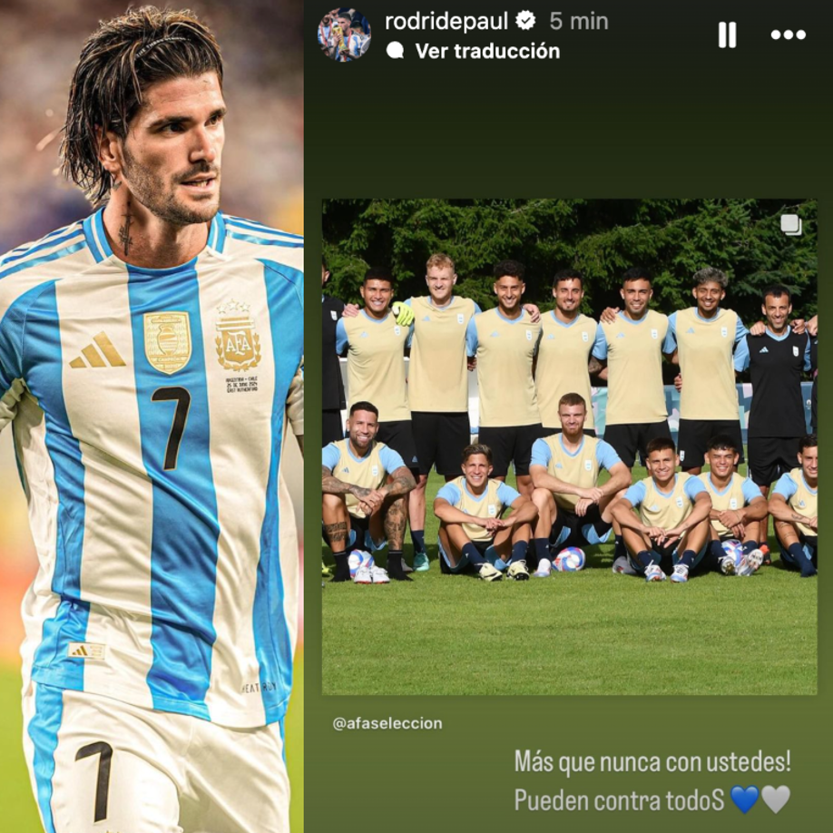 El mensaje de Rodrigo De Paul luego de lo que pasó en el partido entre Argentina y Marruecos en los Juegos Olímpicos de París 2024: “¡Más que nunca con ustedes! Pueden contra todoS”.