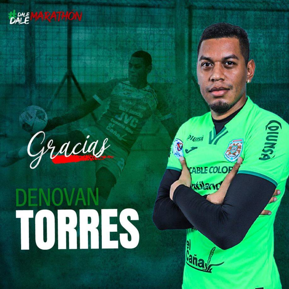 El portero hondureño Denovan Torres, de 32 años, se convirtió de manera oficial en la sexta baja de la plantilla de jugadores del Marathón. Estuvo 12 años en el club verdolaga.