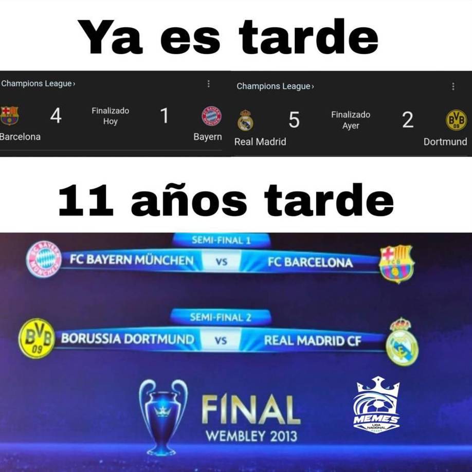 Burlas al Real Madrid: Los memes que dejó la goleada del Barcelona al Bayern en Champions