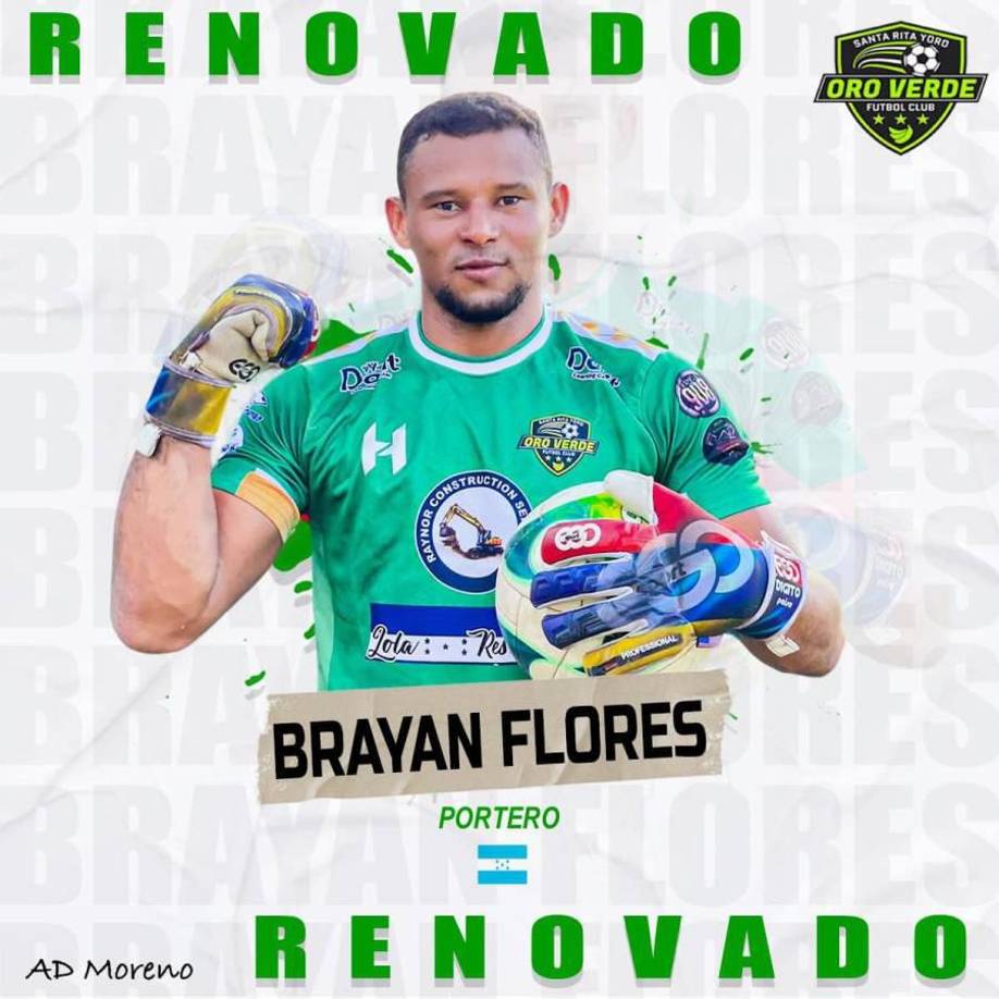  El arquero Brayan Flores renovó contrato con el Oro Verde de Santa Rita, Yoro.