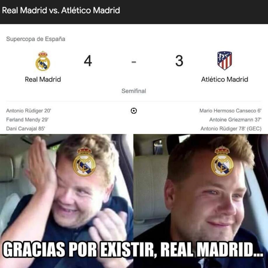 Atlético, víctima de crueles memes tras caer ante Real Madrid en Supercopa