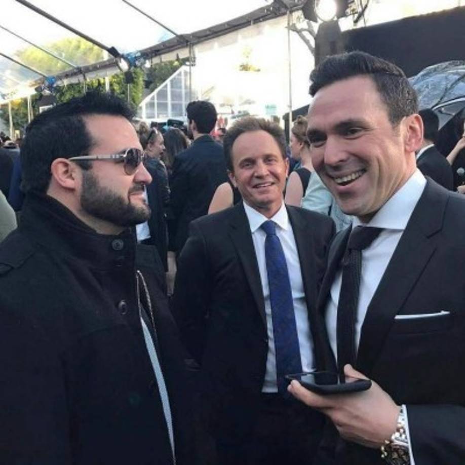 'Jason' (Red Ranger), 'Billy' (Blue Ranger), y Tommy (Green Ranger) en el estreno de la nueva película de los Power Rangers.