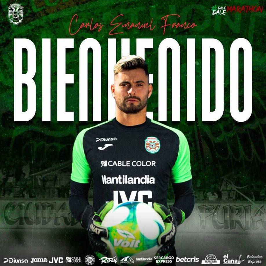 Marathón anunció el fichaje del portero argentino Carlos Emanuel Franco, quien llega procedente del club Real Santa Cruz de la primera división de Bolivia.