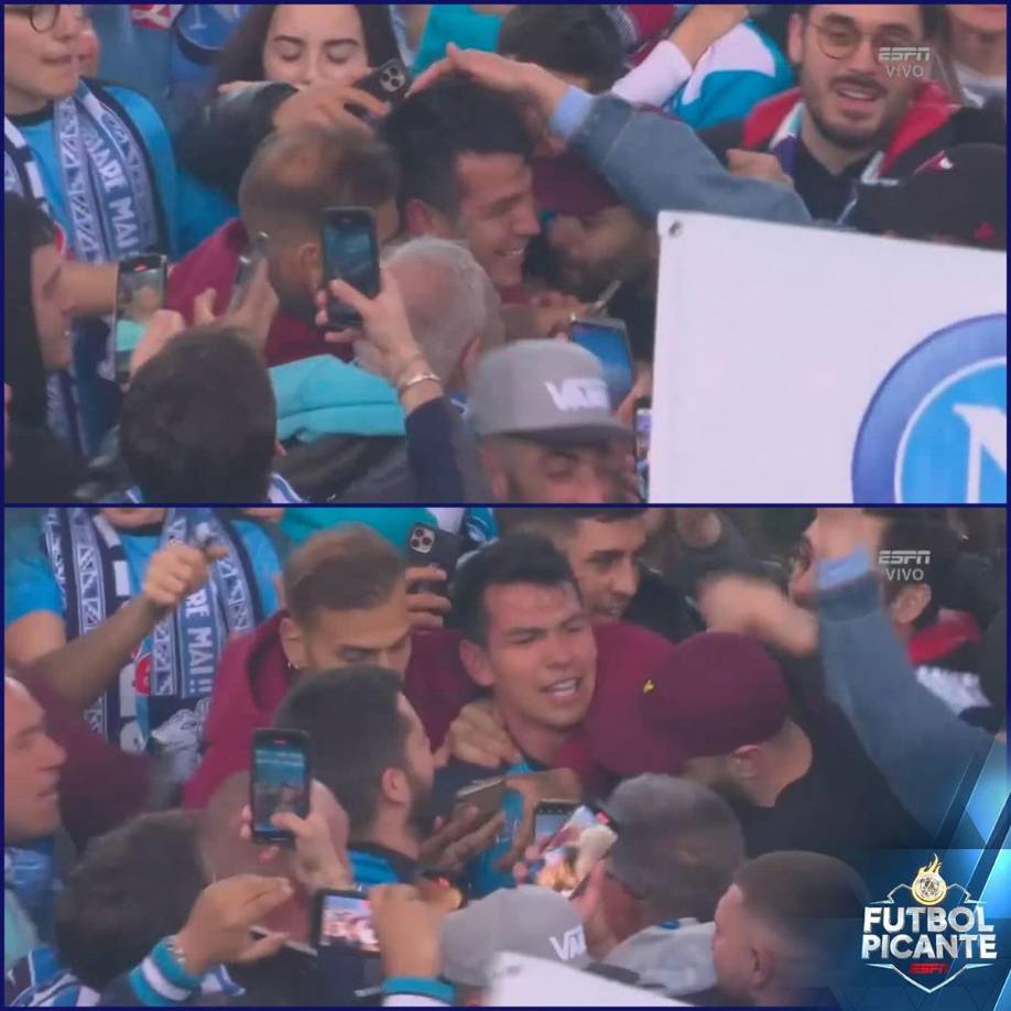 El ‘Chucky’ Lozano también recibió el cariño de los aficionados napolitanos. Parecía el Superman de Nápoles.