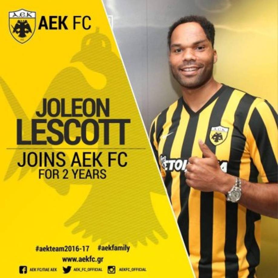 El AEK Atenas hace oficial el fichaje de Joleon Lescott procedente del Aston Villa. El defensa inglés firma por dos temporadas.
