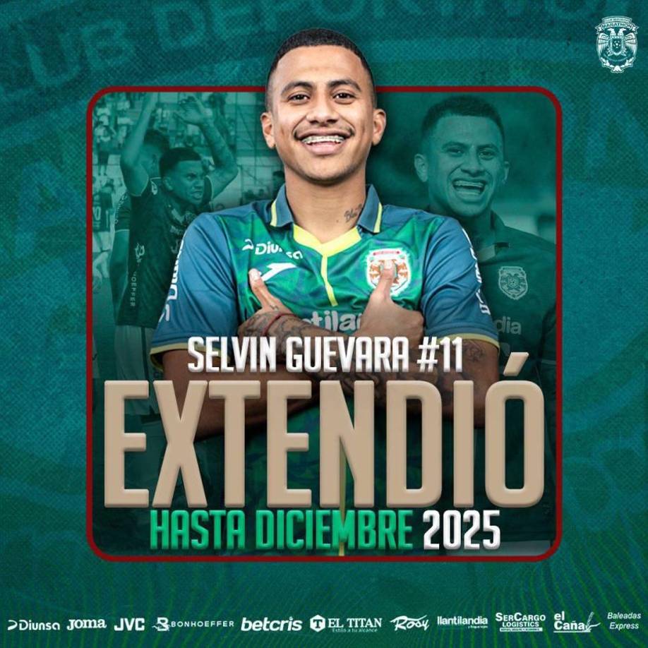 Selvin Guevara: Marathón oficializó la renovación de contrato hasta diciembre del 2025 del ‘Pibe’, futbolista que tuvo un torneo bastante aceptable, más que todo en el tramo final del mismo.