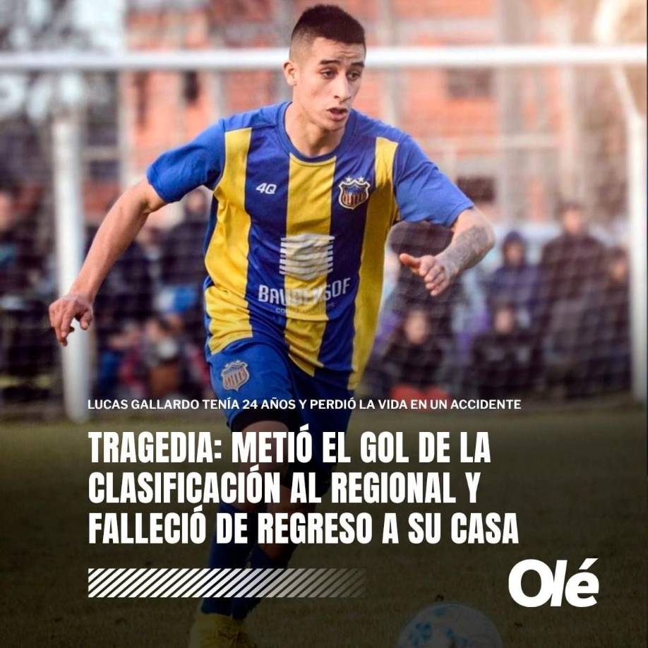 Los medios argentinos también hicieron réplica del fallecimiento de Lucas Gallardo.
