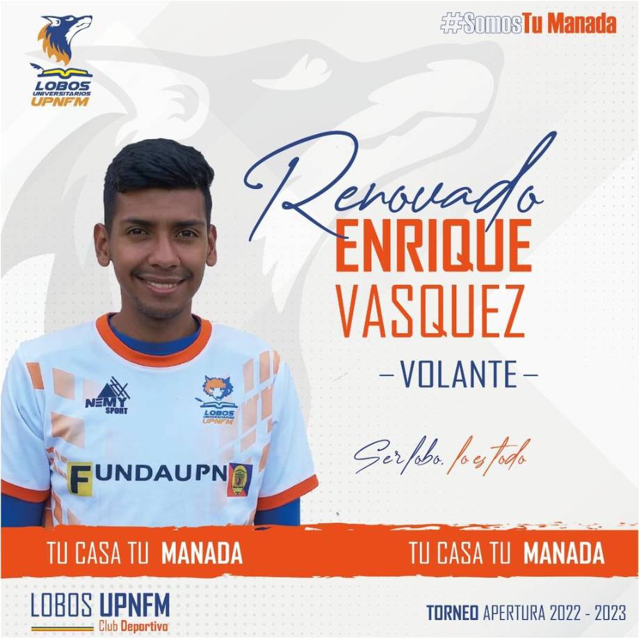 Los Lobos de la UPN anunciaron la renovación del mediocampista hondureño Enrique Vásquez.