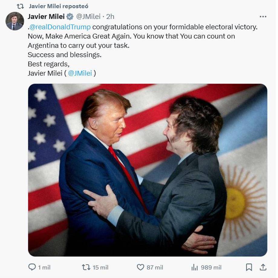 Javier Milei, presidente de Argentina. 