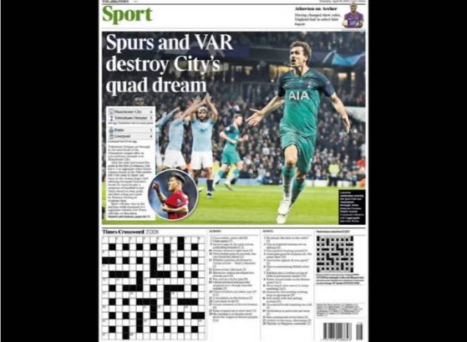 The Time Sport - El diario británico dice que el Tottenham y el VAR destruyen el sueño del Manchester City en la Champions League.