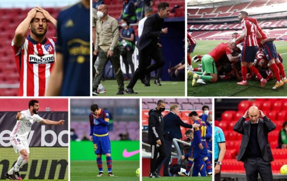 Las imágenes que dejó la penúltima y 33 jornada de la Liga Española, con el título en disputa en los partidos Atlético-Osasuna y Athletic de Bilbao-Real Madrid. El Barcelona y Messi sufrieron un nuevo golpe.