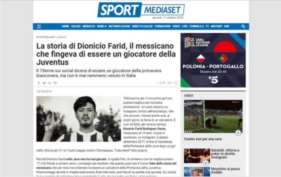 En Italia algunos diarios también destacaron la increíble historia de Dionicio Farid Rodríguez.