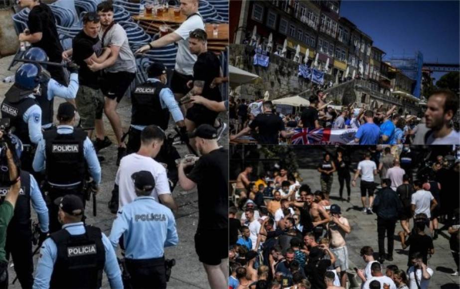 Aficionados del Manchester City y Chelsea protagonizaron lamentables incidentes en Portugal en la previa de la final de Champions League. Fotos AFP y EFE.