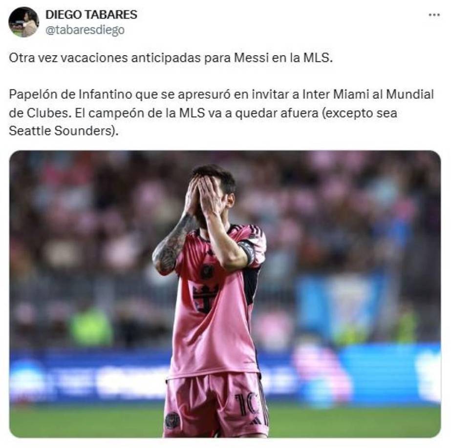 El periodista Diego Tabares dijo que fue un “papelón” de Gianni Infantino (presidente de la FIFA) en invitar al Inter Miami al Mundial de Clubes, cuando el equipo aún no era campeón del torneo local.