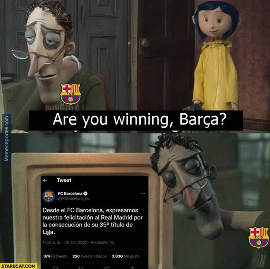 Los memes se burlan del Barça tras coronarse el Real Madrid campeón de la Liga Española