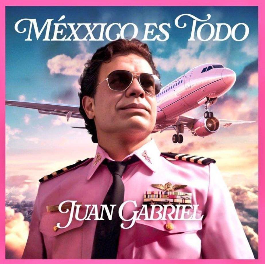 Y es que el avión emblemático dedicado a Juan Gabriel lleva el nombre del sencillo inédito de la estrella mexicana denominado “MEXXICO ES TODO”.