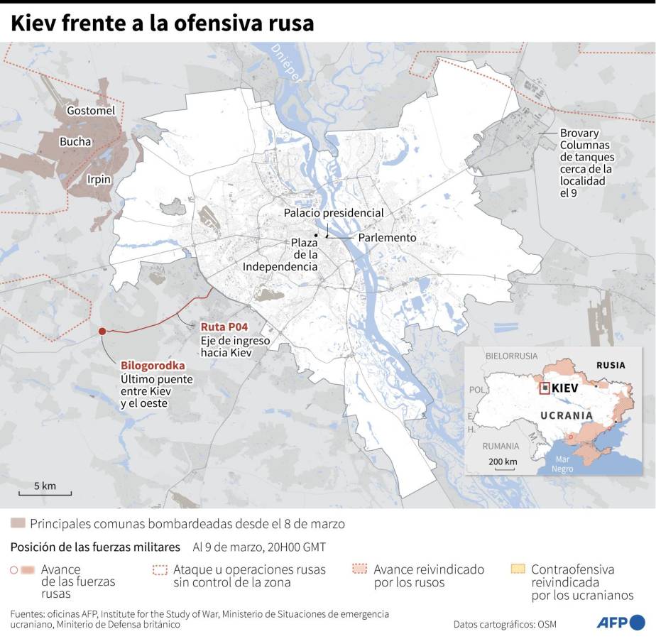 Las fuerzas rusas logran rodear la capital Kiev y se aprestan a tomar el control de Ucrania
