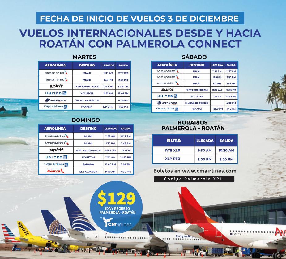 Palmerola conectará a Roatán con vuelos a EEUU, Europa, Centro y Sudamérica a precios súper económicos