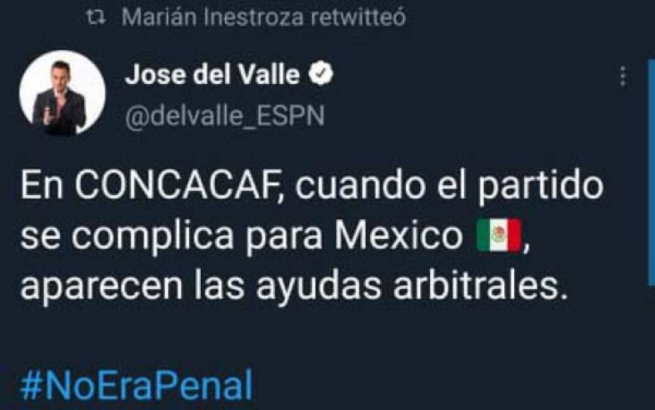 José del Valle: Comentarista para ESPN Radio, señaló que no era penal a favor de México el sancionado por el árbitro-