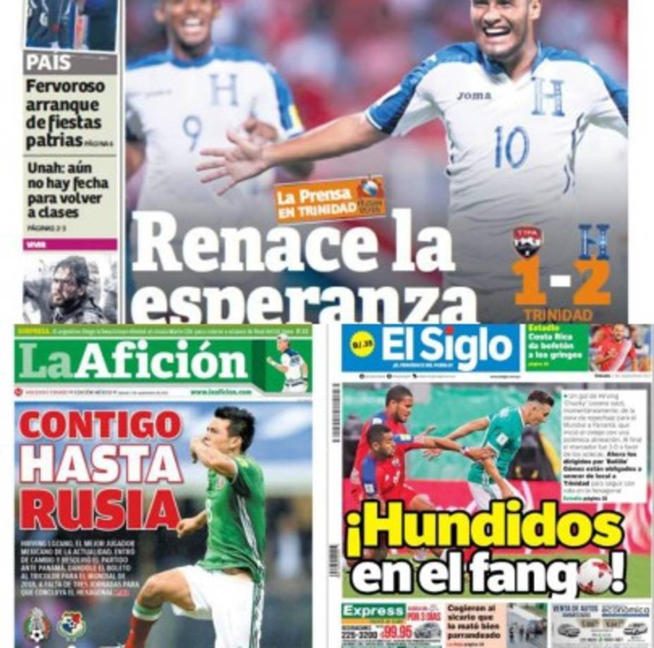 Concacaf vibró el viernes con una intensa jornada de Concacaf en donde México selló su pase al Mundial, por su parte Costa Rica y Honduras ganaron y Panamá se encuentra en problemas y ahora sin opciones de repchaje. No te pierdas lo que dice la prensa escrita este sábado mediante sus portadas.