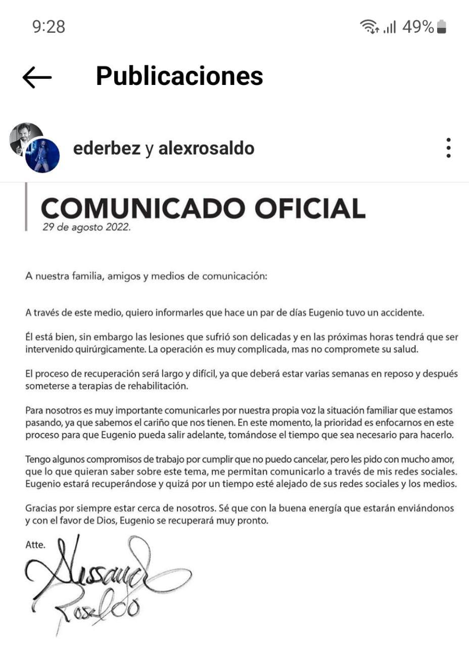 “Lesiones de Eugenio Derbez son delicadas”: Alessandra Rosado