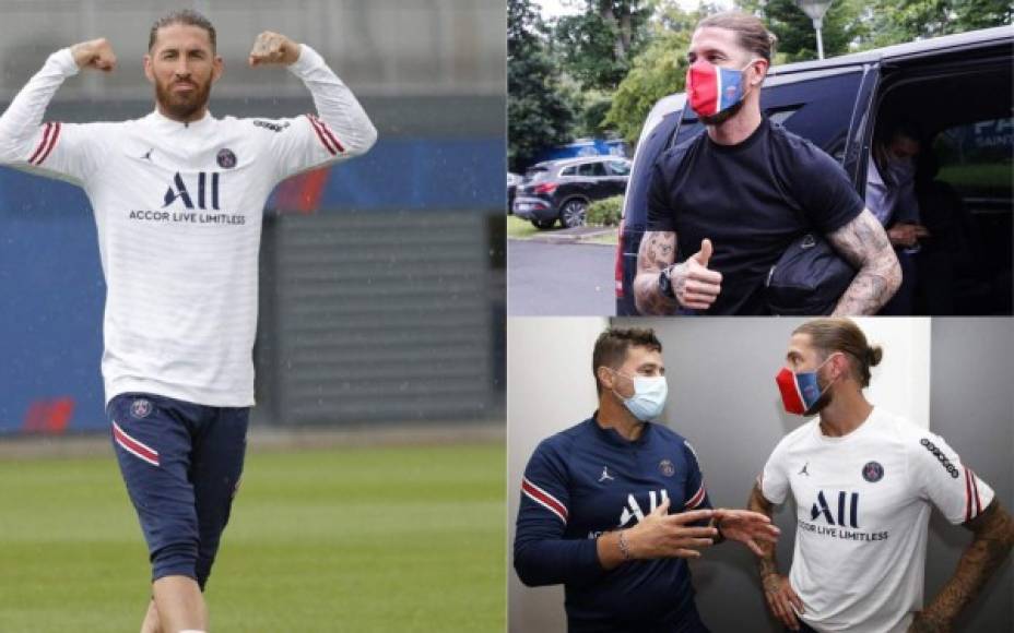 Sergio Ramos se olvidó por completo del Madrid y realizó este lunes su primer entrenamientos con el París Saint-Germain, su nuevo club. El defensor español fue sorprendido por Keylor Navas. Fotos Twitter y Facebook París Saint Germain.