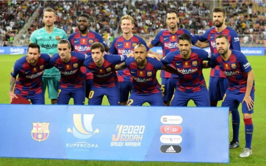 El 11 titular del Barcelona posando antes del partido contra el Atlético de Madrid.