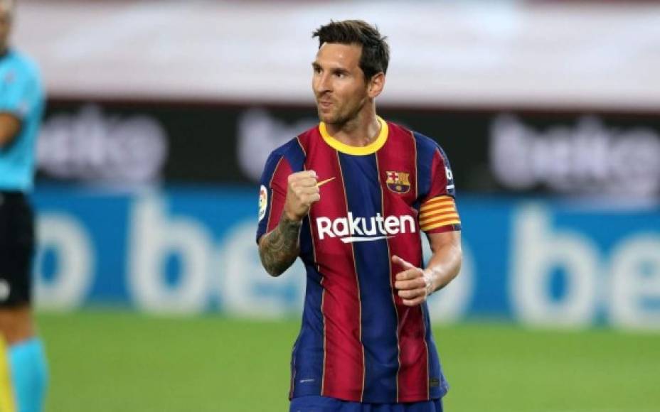 Así celebró Messi su gol de penal contra el Villarreal.