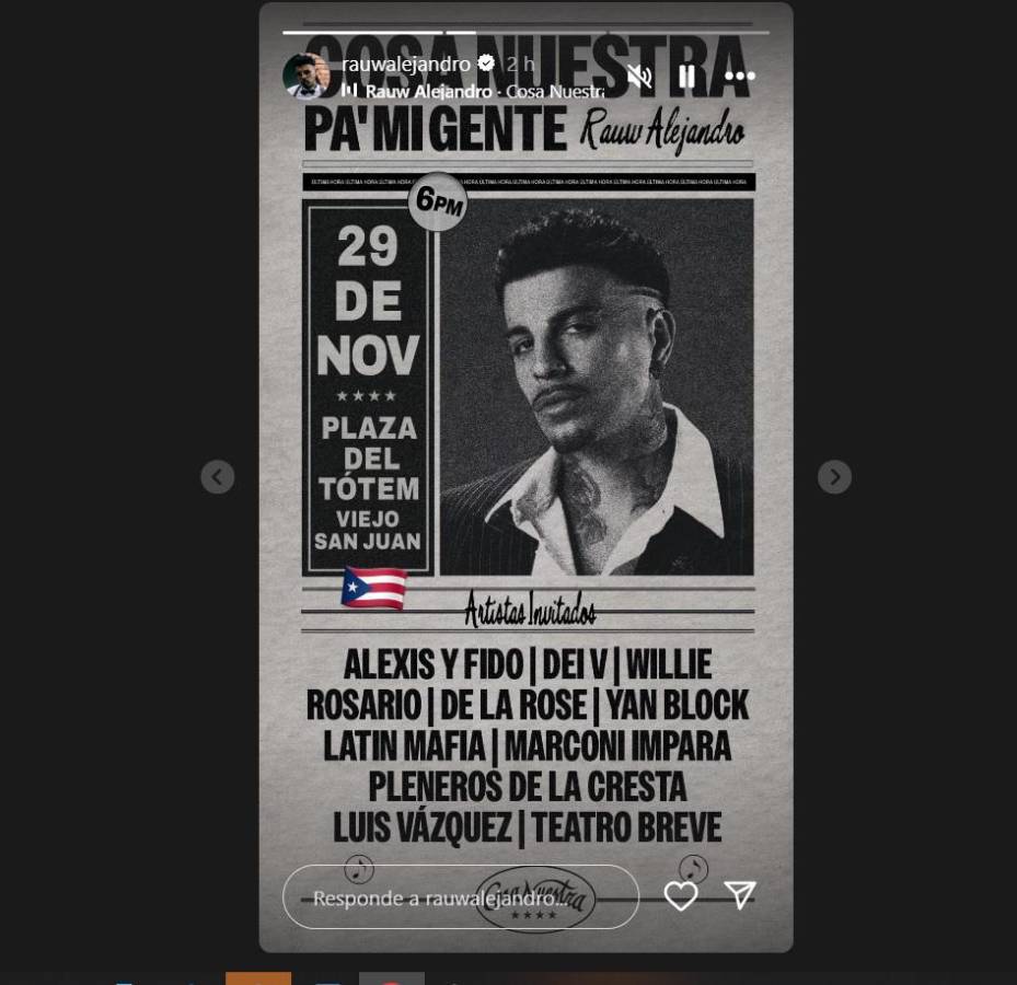 Rauw Alejandro compartió este anuncio en sus redes sociales.<b> </b>