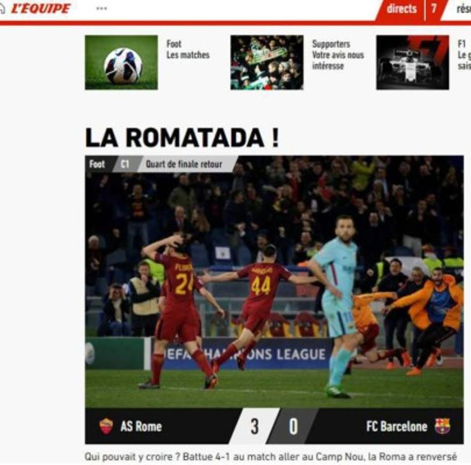 En Francia se pronunciaron sobre la eliminación del Barcelona.