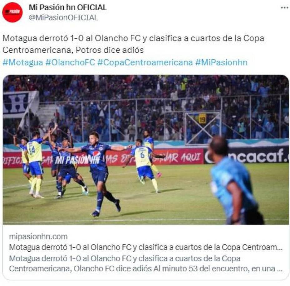 Así informó Mi Pasión Hn sobre el triunfo de Motagua ante el Olancho FC en la Copa Centroamericana.