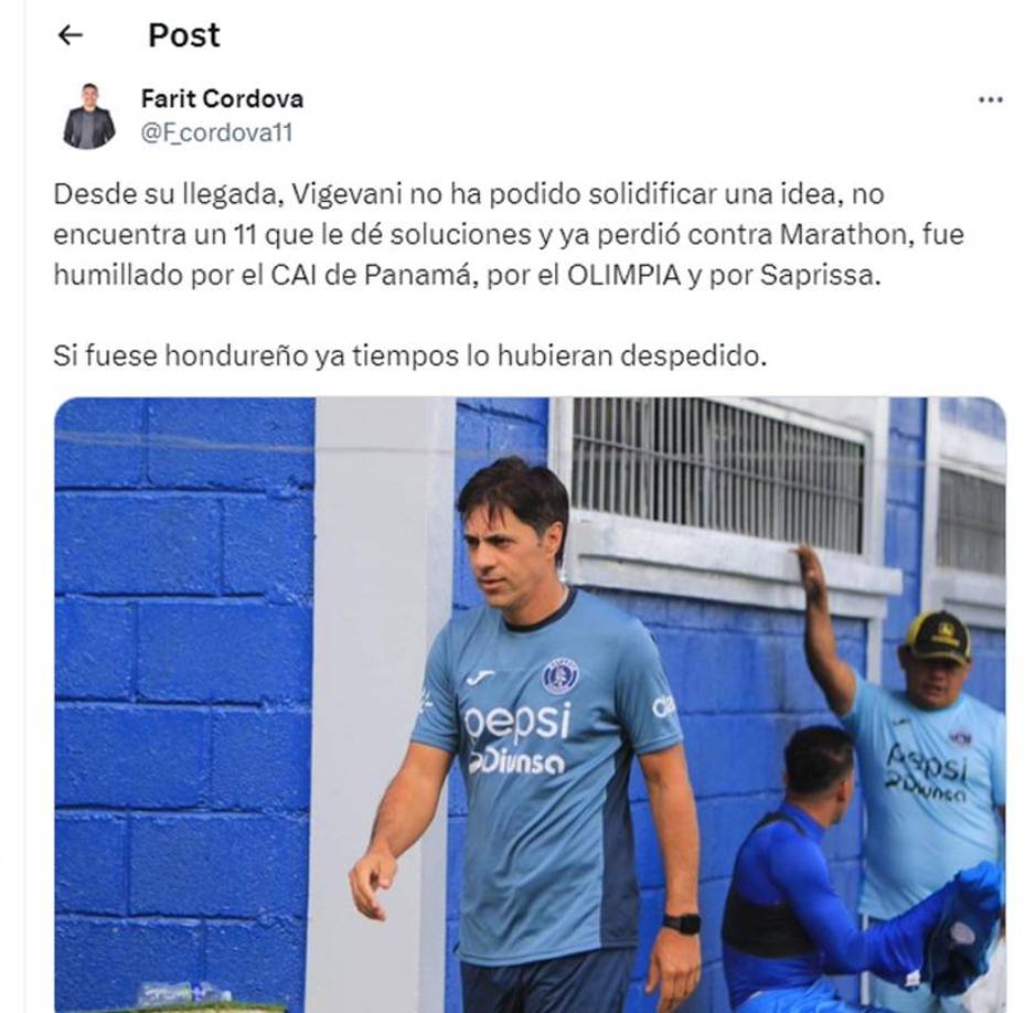 Farit Córdova dio su opinión y señaló a Vigevani. 